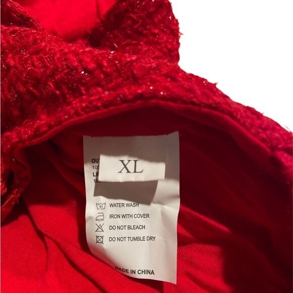 New ADNIKIA Dog/Cat Red Dress with Ribbon Bow, buttons Ruffle Christmas - Picture 5 of 7